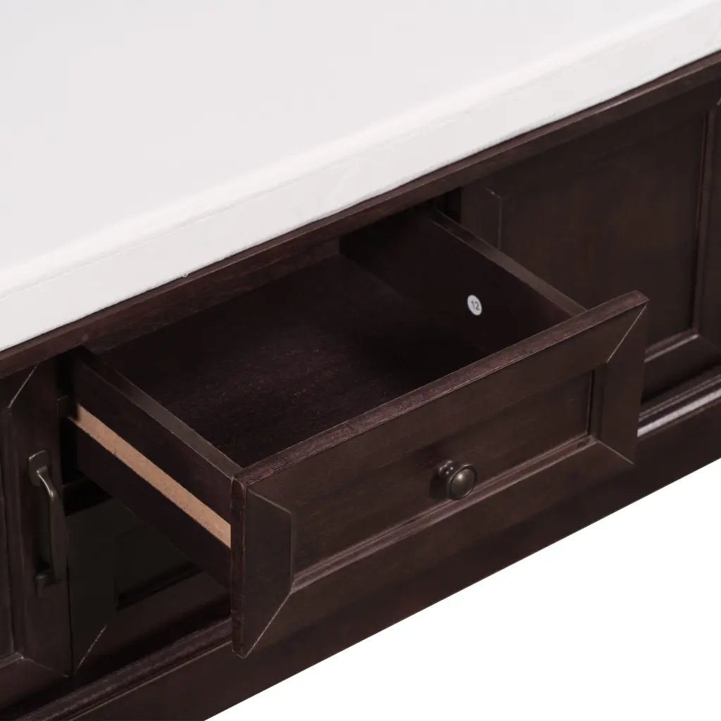 Storage Bench 2 Drawers And 2 Cabinets Shoe Bench Removable Cushion trexm