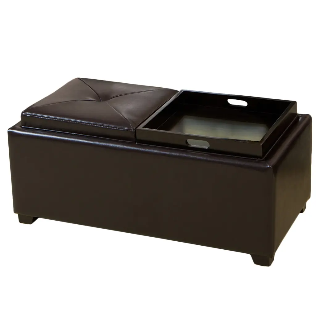 Bailey Double Tray Storage Brown PU Material nh-perfect home