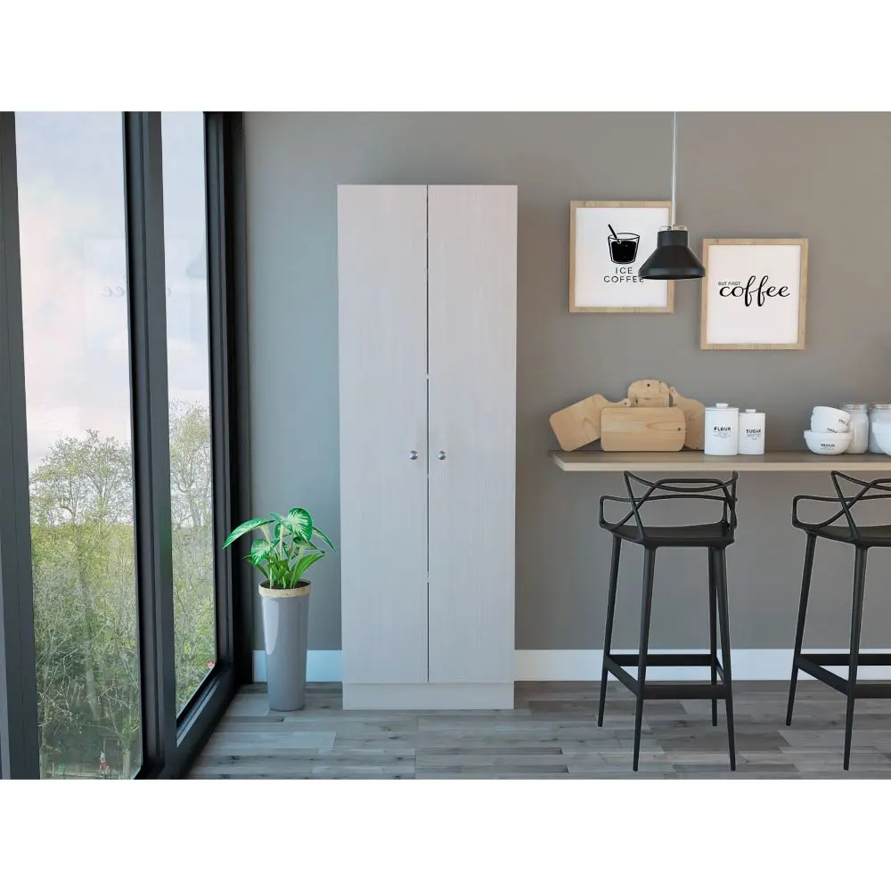 Buxton Rectangle 2-Door Storage Tall Cabinet White Washed Oak Finish furniture max