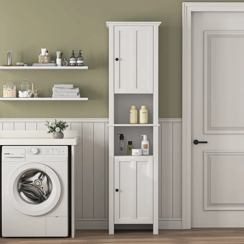 Bathroom Floor Storage Cabinet 2 Doors Living Room Wooden Cabinet newmark