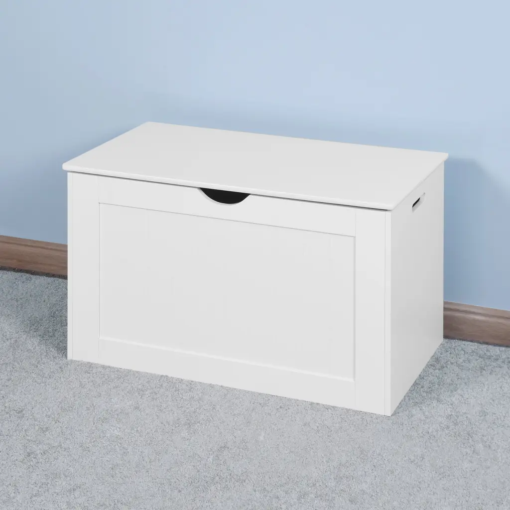 White Lift Top Entryway Storage Cabinet 2 Security Hinge Wooden Top newmark