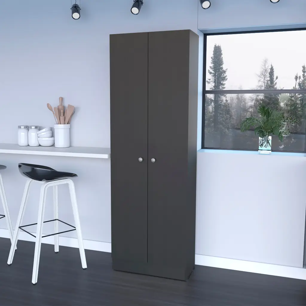 Virginia Double Door Storage Cabinet Five Shelves Black Modern rta mubles colombia