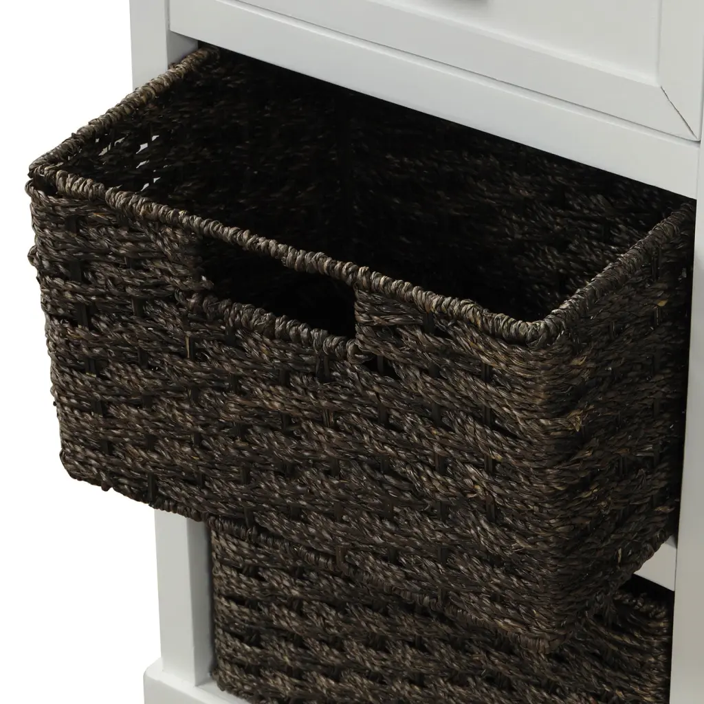 Rustic Storage Cabinet Two Drawers And Four Timeless Rattan Bins trexm