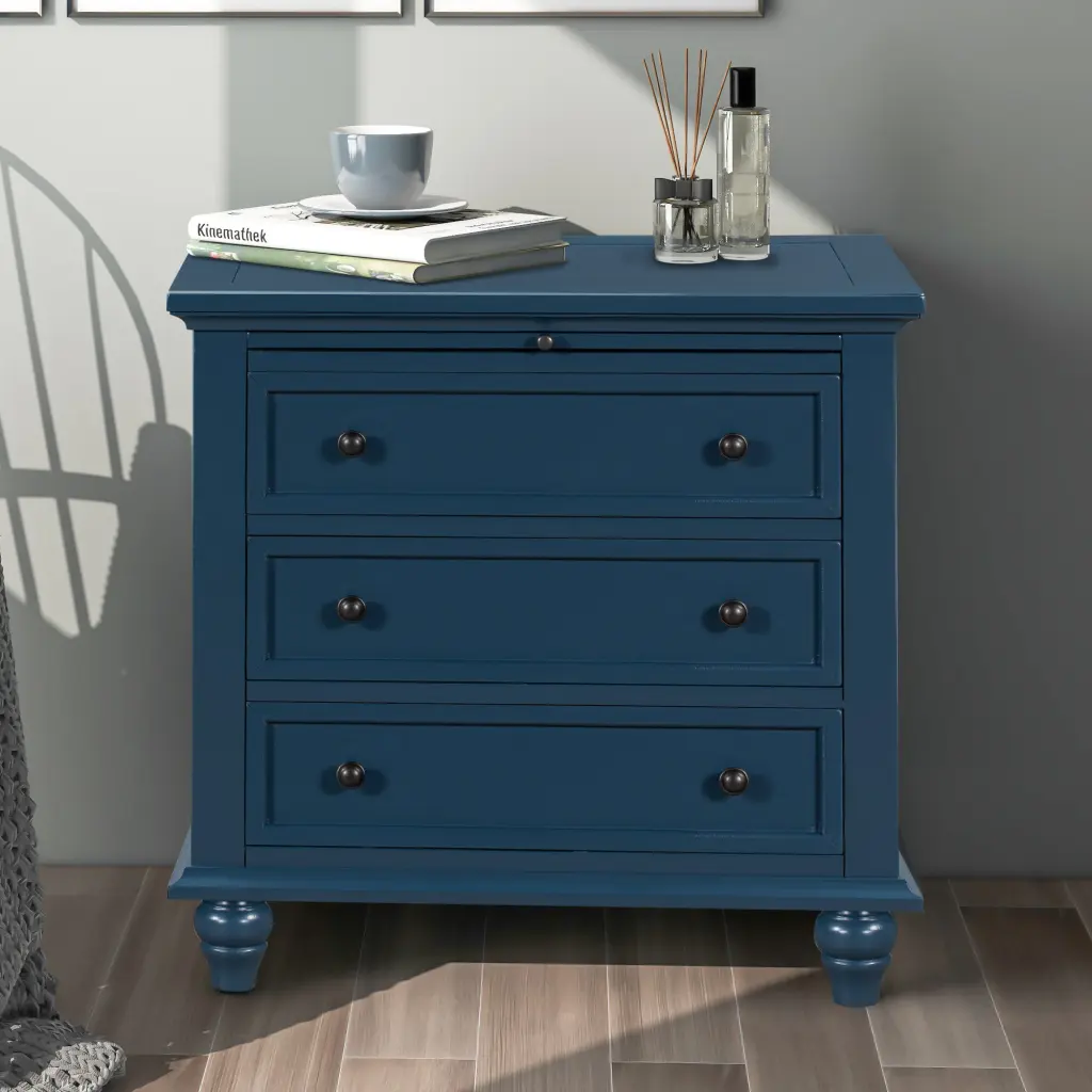 3 Drawer Wood Storage Cabinet Pull Out Tray End Table u_style