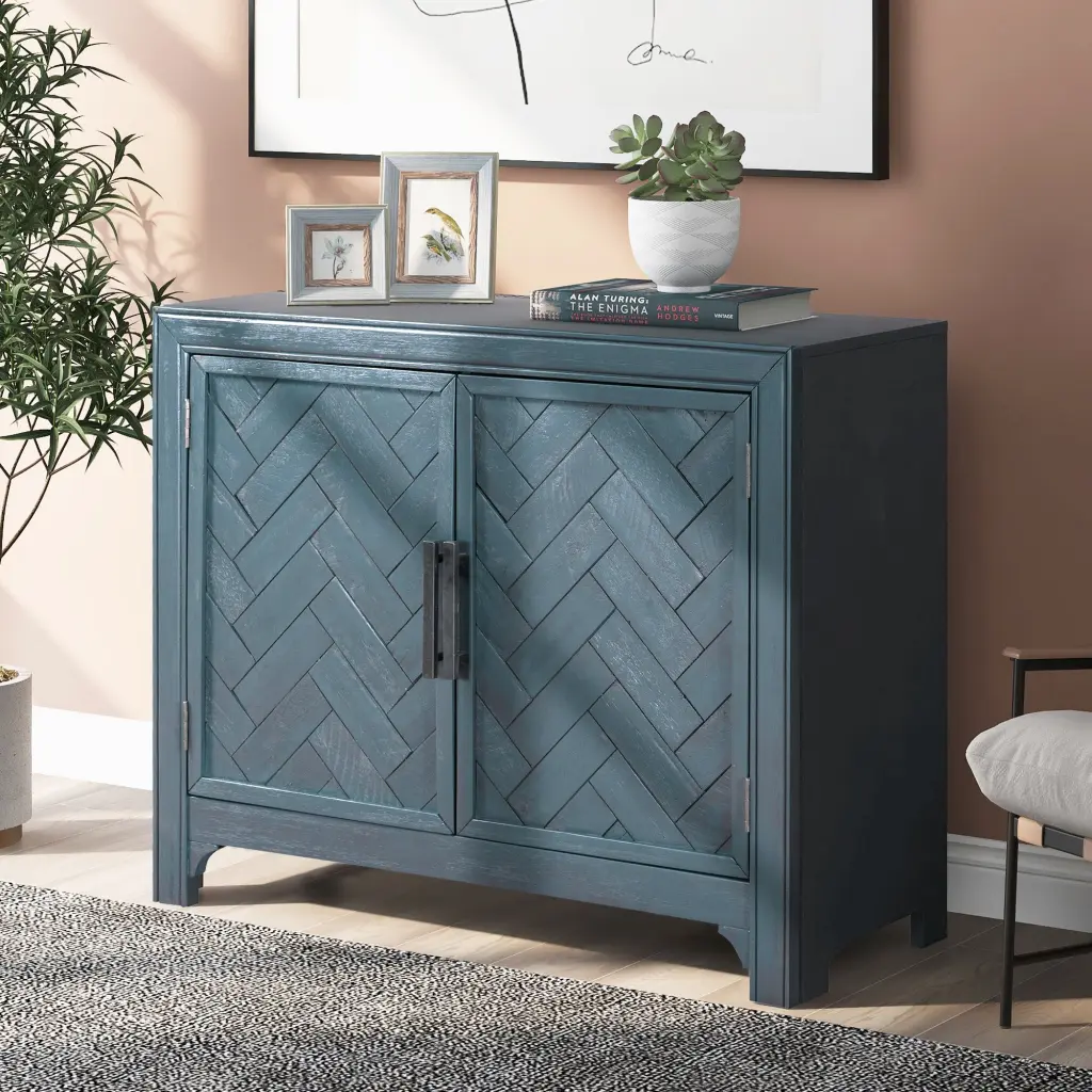 40'' Modern Cabinet Unique Design Doors and 1 Adjustable Shelf u_style