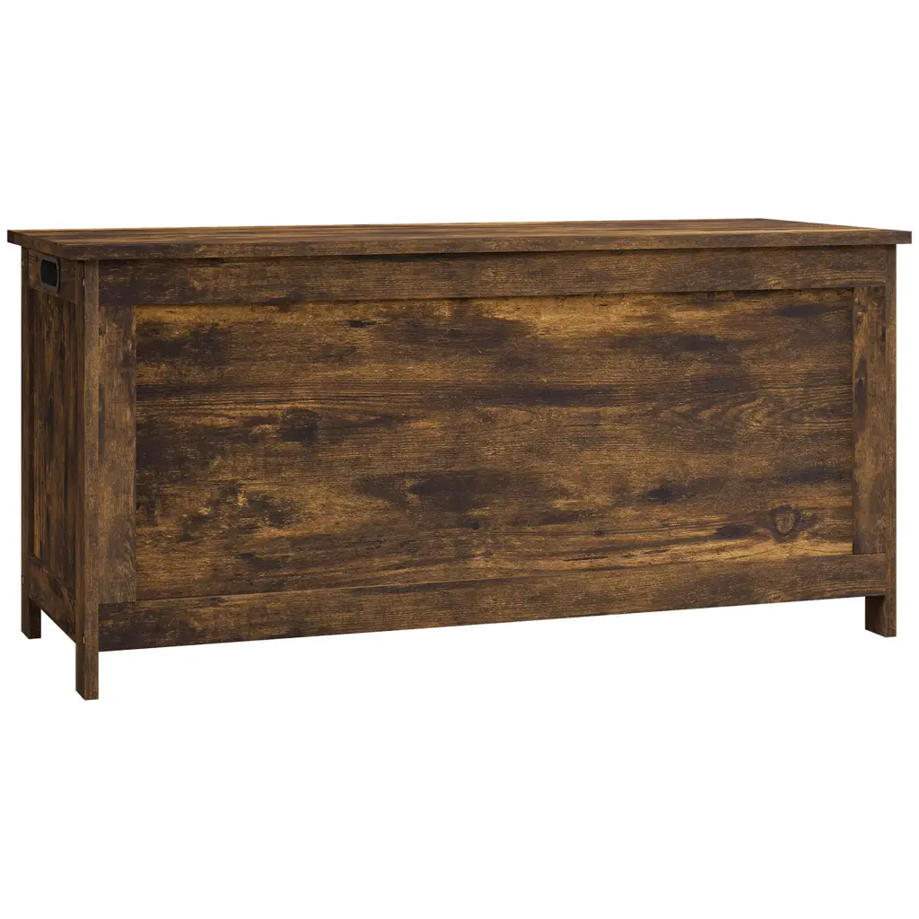 Homcom 39.4 Inch Storage Chest 2 Security Hinges Rustic Brown Wooden Box aosom business