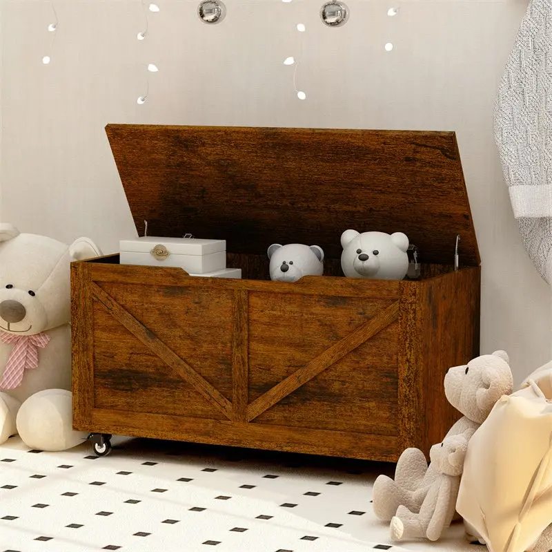 Storage Chest Trunk On Wheels Brakes Robust Storage Bench Home rnb