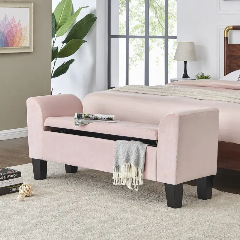 Mila 55 Inch Pink Velvet Ottoman Bench Storage lilola home