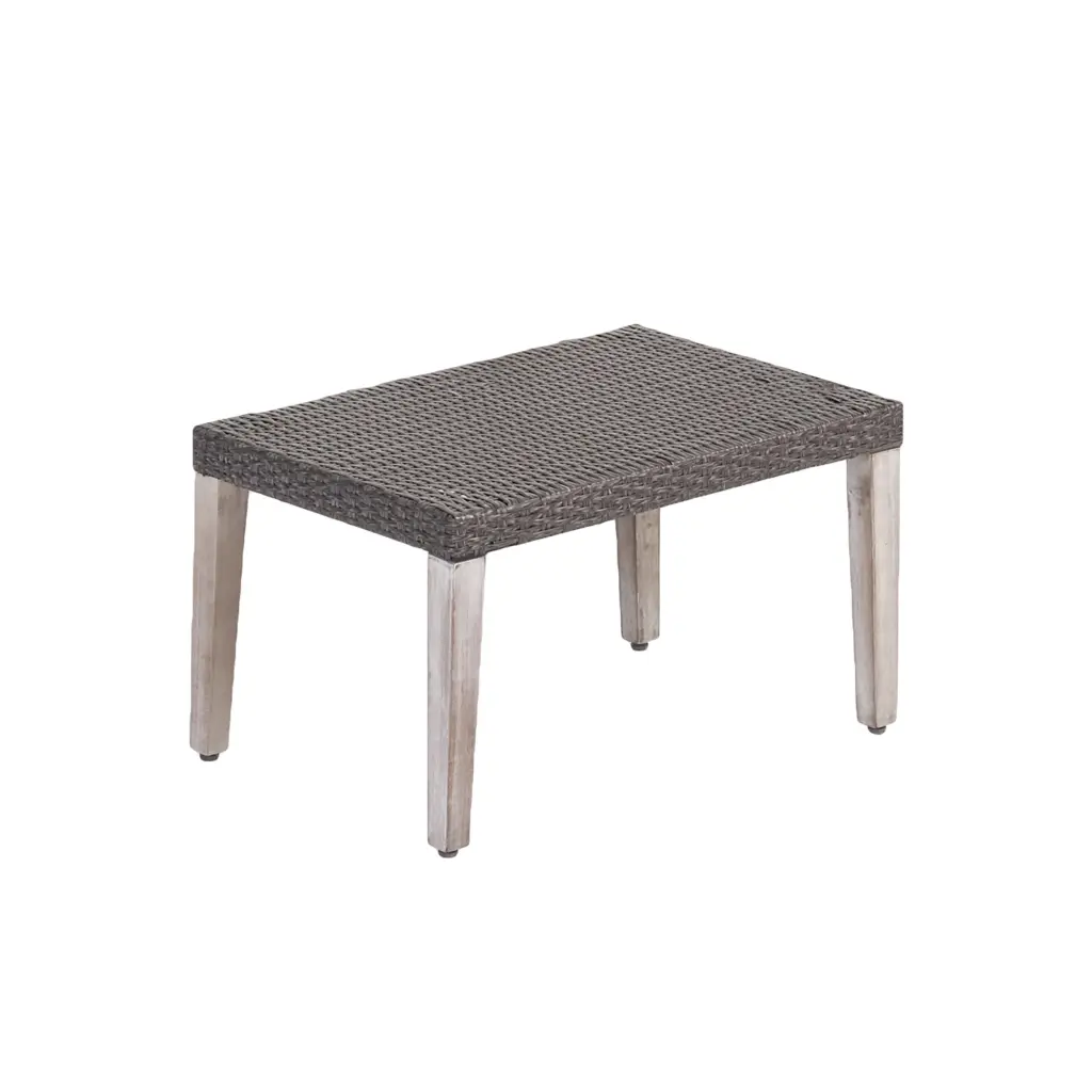 Hampton Wood Wicker Ottoman Grey Metal and Wood Frame nh-sunfay