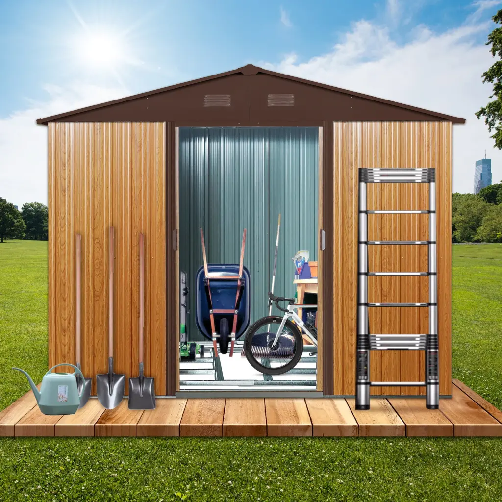 8Ft X 6Ft Outdoor Metal Storage Shed Floor Base Coffee W540S00014 Garden Shed w-540 wwc