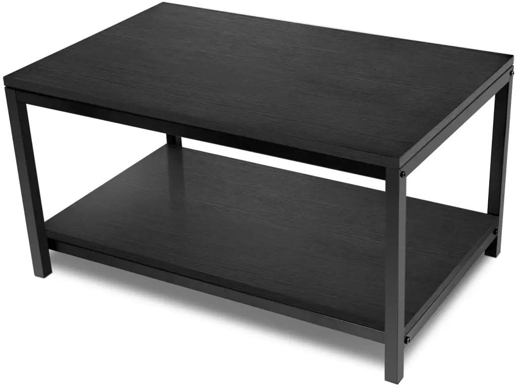 Yssoa Black Storage Shelf Living Room and Office Easy Assembly w1134dhs