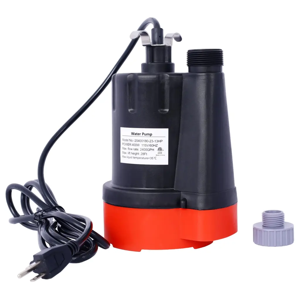 Submersible Water Pump 1/3 HP 2500 GPH Thermoplastic Portable Functionality g-h