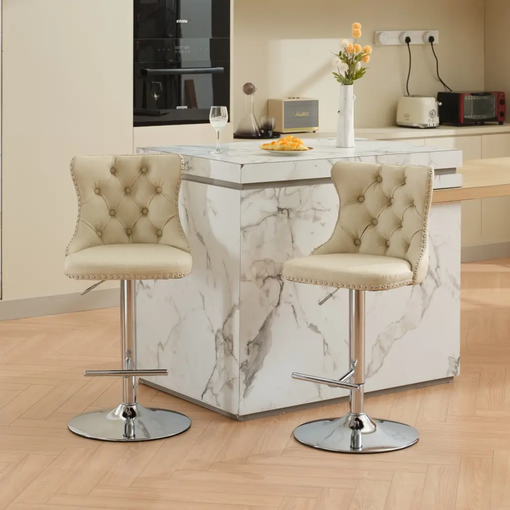 Swivel PU Leather Barstools Adjustable Seat Height 25 to 33 Inch a-a furniture