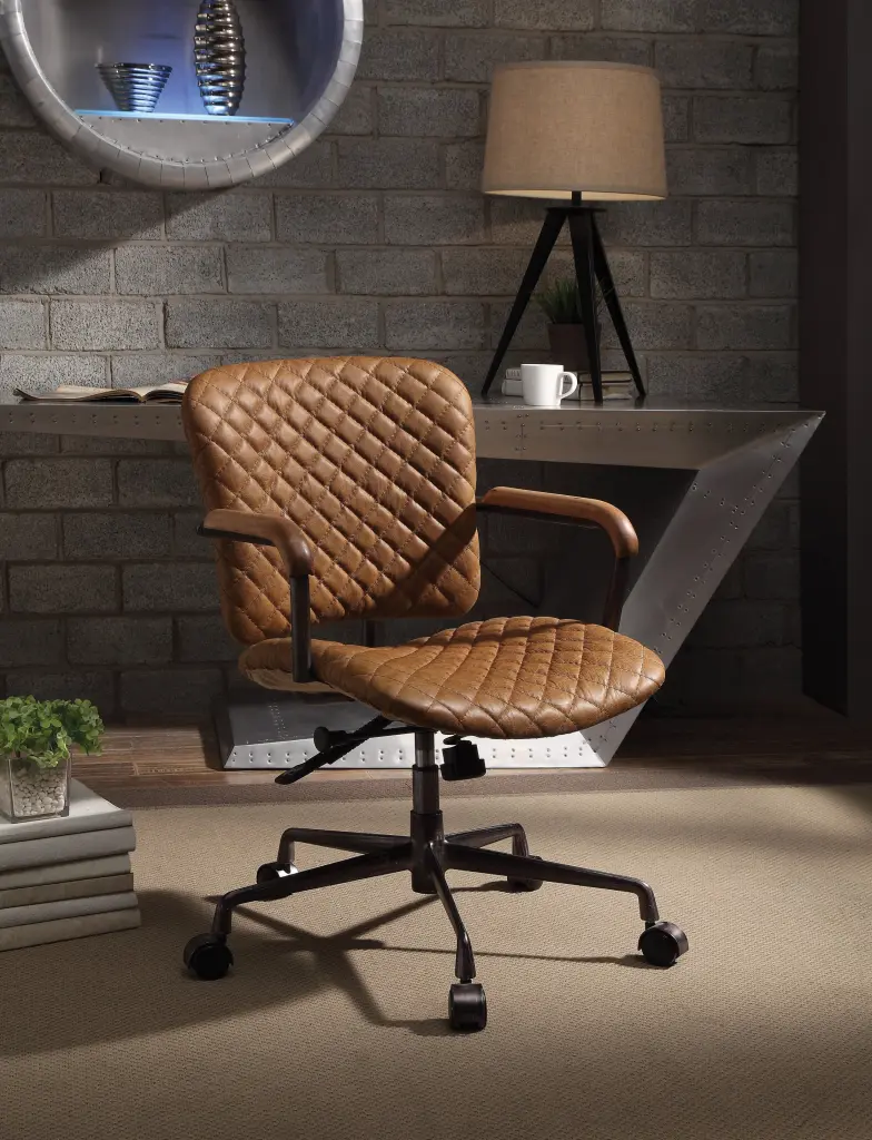 Coffee Swivel Office Chair Caster Solid Coffee Color Home Office furniture max