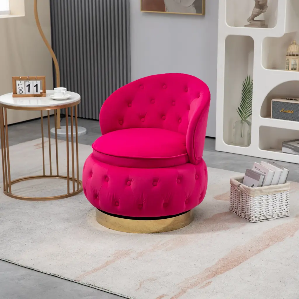 360 Degree Swivel Cuddle Barrel Accent Storage Chair Round Armchair house hold-w1588