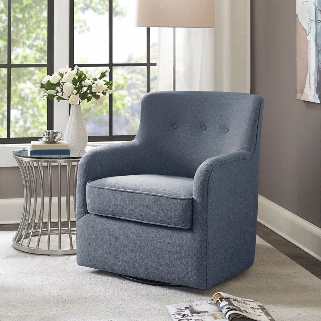 Blue Adele Swivel Chair Solid Wood jla