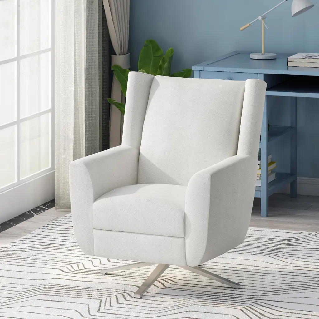 Swivel Chair Ivory Fabric Living Room or Office nh-cloudhouse