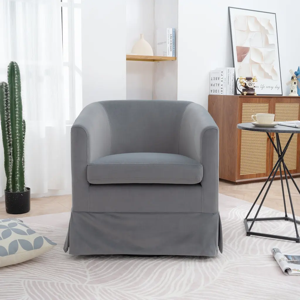 27.36 Wide Swivel Chair Gray Polyester rnb