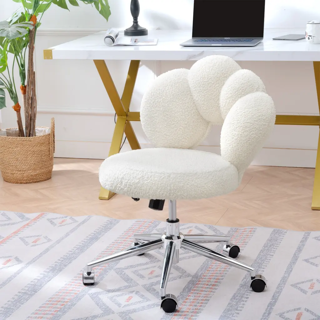 360 Swivel Height Adjustable Teddy Fabric Home Office Chair rnb