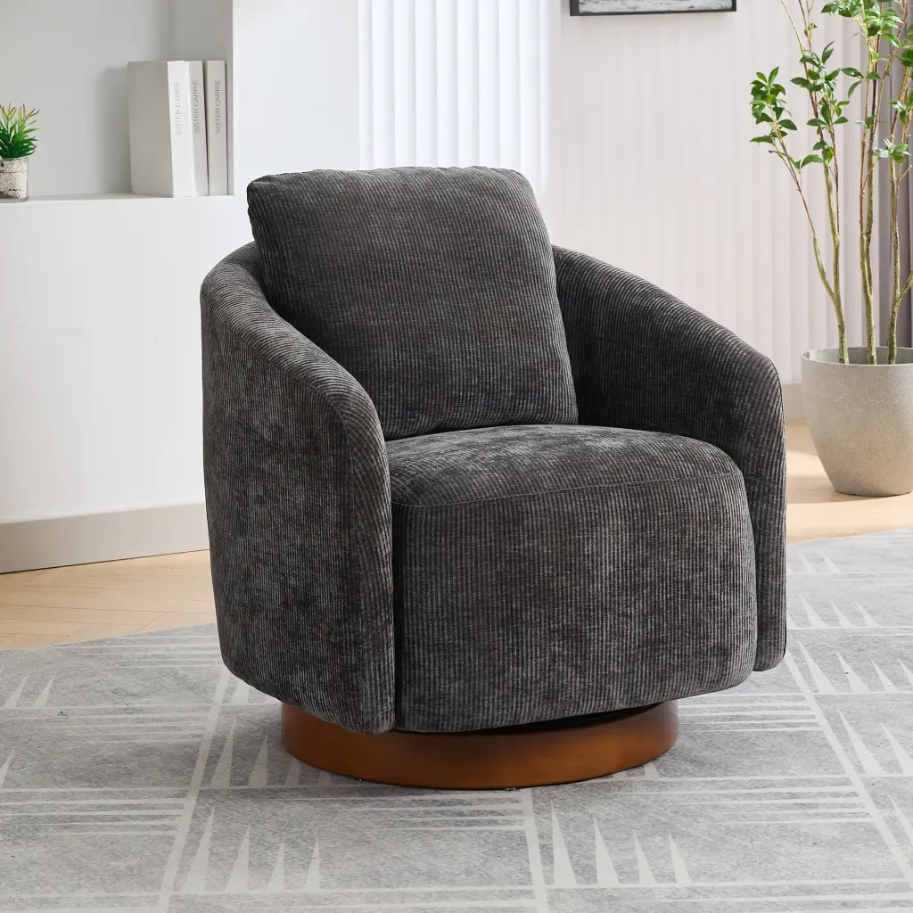 30.3 Inch Swivel Accent Barrel Chair Comfy Round Accent Single Sofa Chair w1852