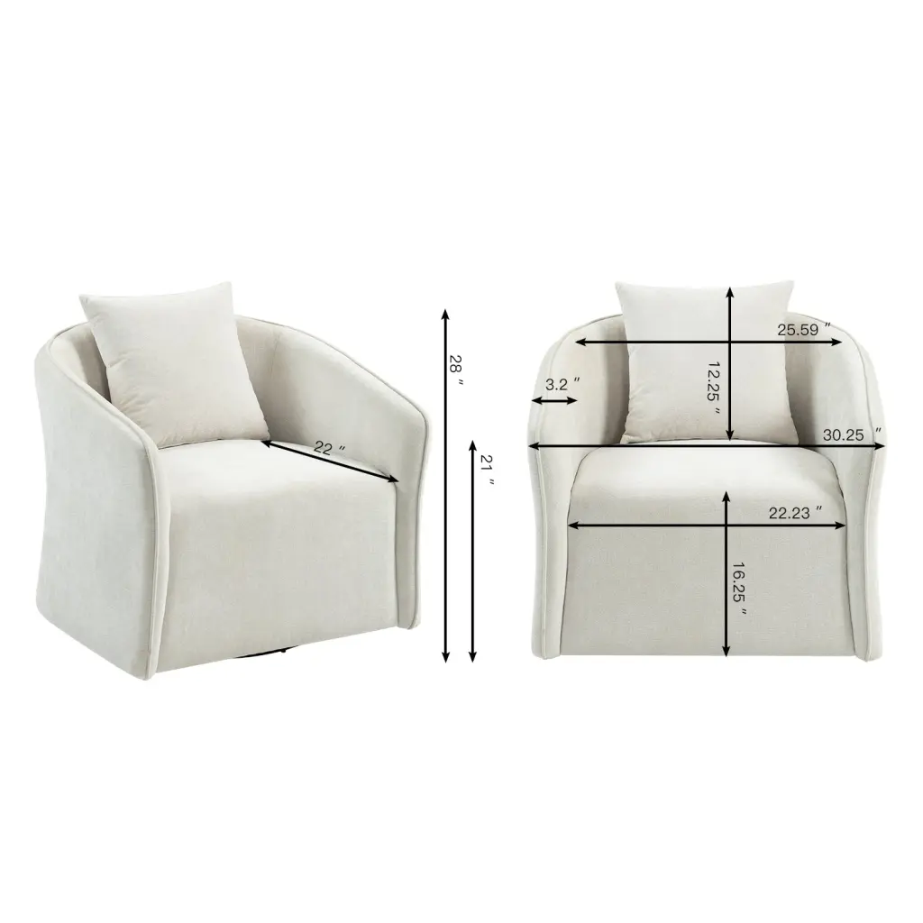 Mid Century Modern Accent Chair Wood Frame Upholstered Swivel Chair Living Room w2530