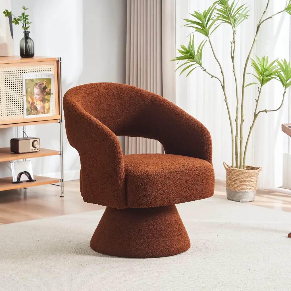 Swivel Accent Chair Armchair, Round Barrel Chair Fabric Living Room - Cozy Lounge Chair xr-1361
