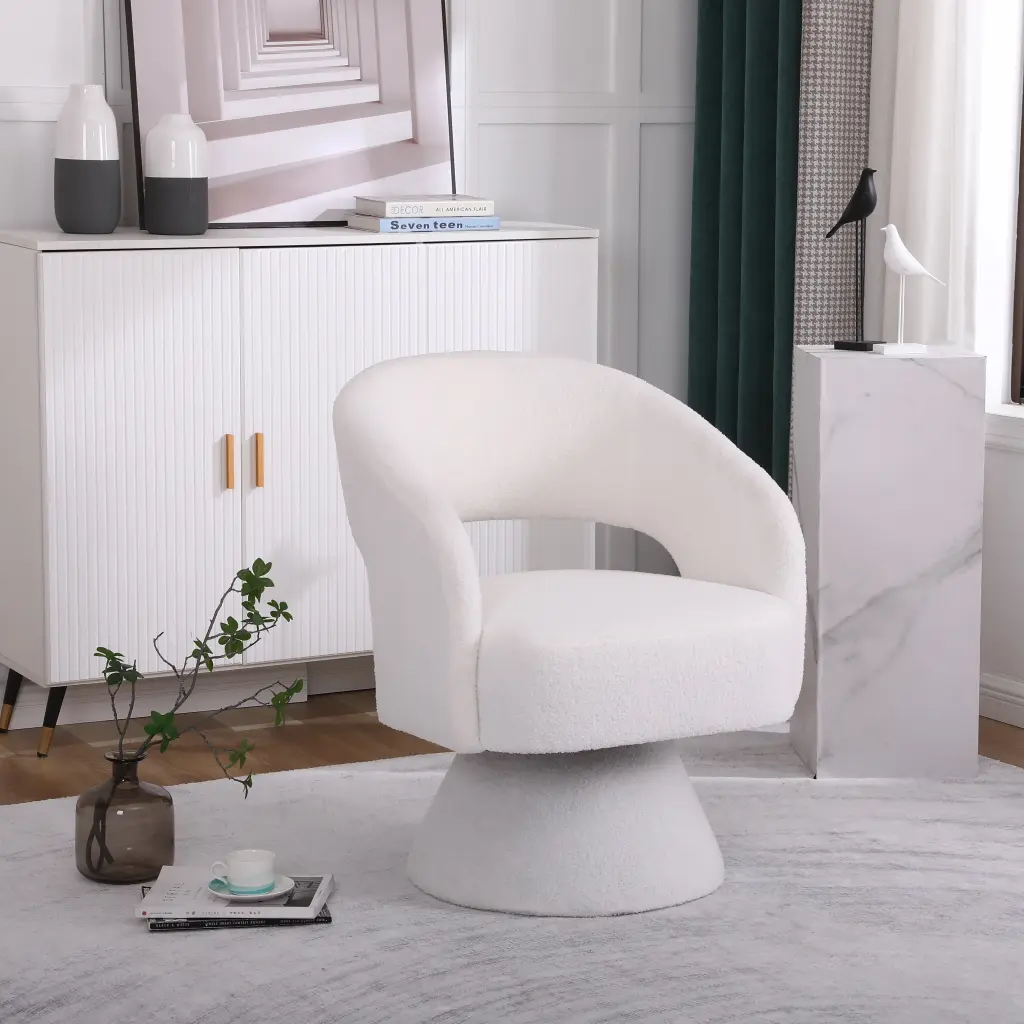 Swivel Accent Chair Armchair Round Barrel Chair Fabric Living Room xr-1361