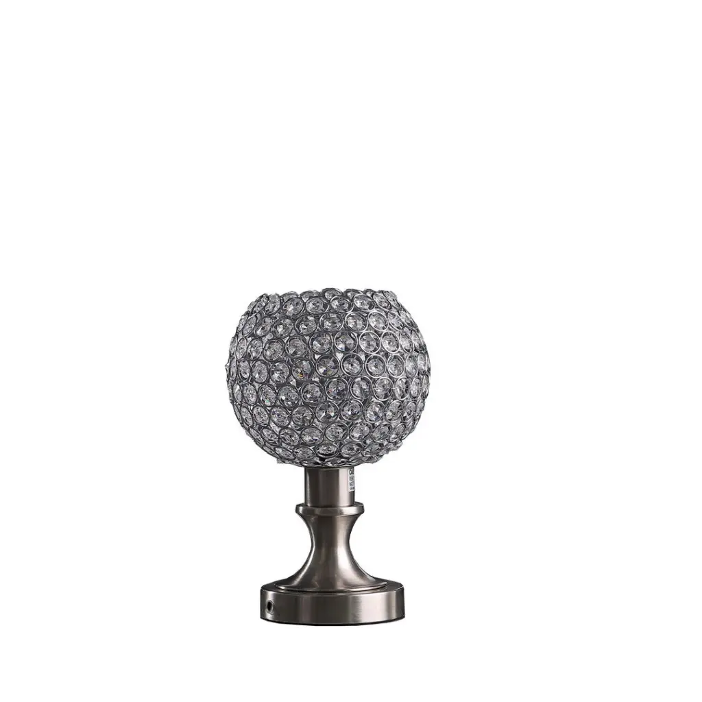 11.5 Crystal Motivated Sequin Elise Up Light Brush Silver Table Lamp california home