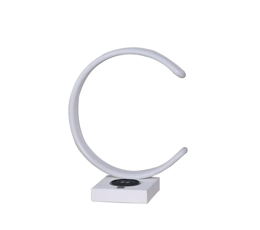 13.5 Inch C Influence LED Table Lamp USB Wireless Charger Port White Metal california home