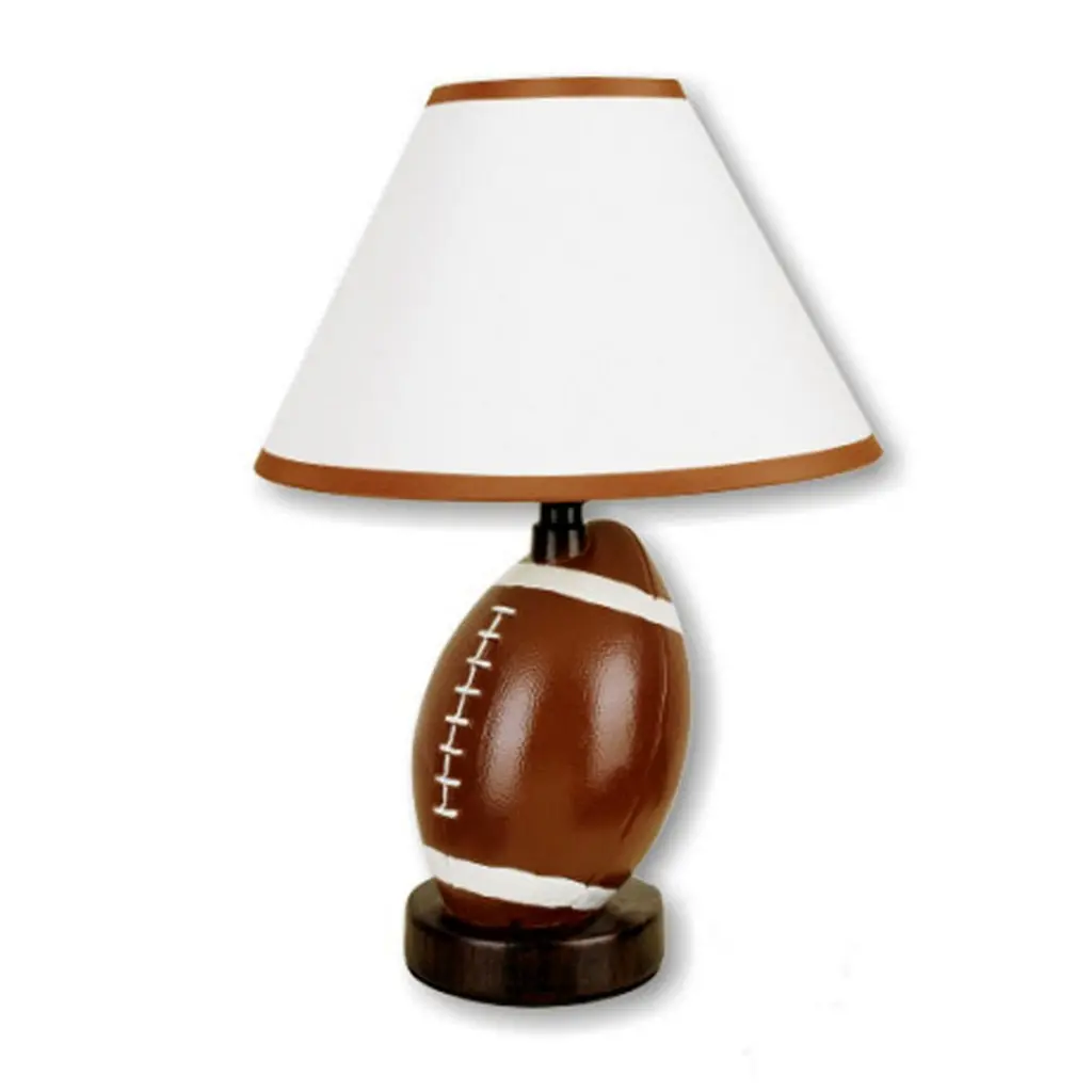 13.5 Inch Tall Ceramic Table Lamp Football Influenced Linen Shade Multicolor california home
