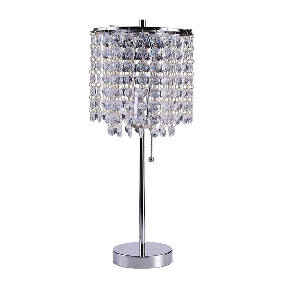20.25 Inch Tall Metal Table Lamp Silver Finish Crystal Motivated Shade california home