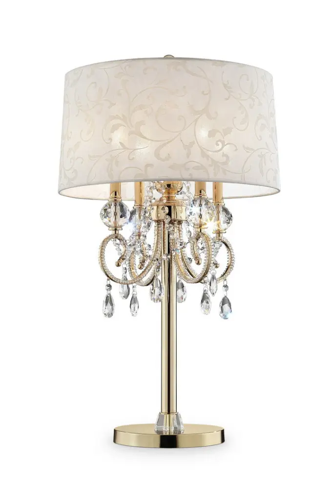 32.5 Inch Tall Metal Table Lamp Aurora Brass Gold Finish And Crystal Base Modern Desk Lamp california home