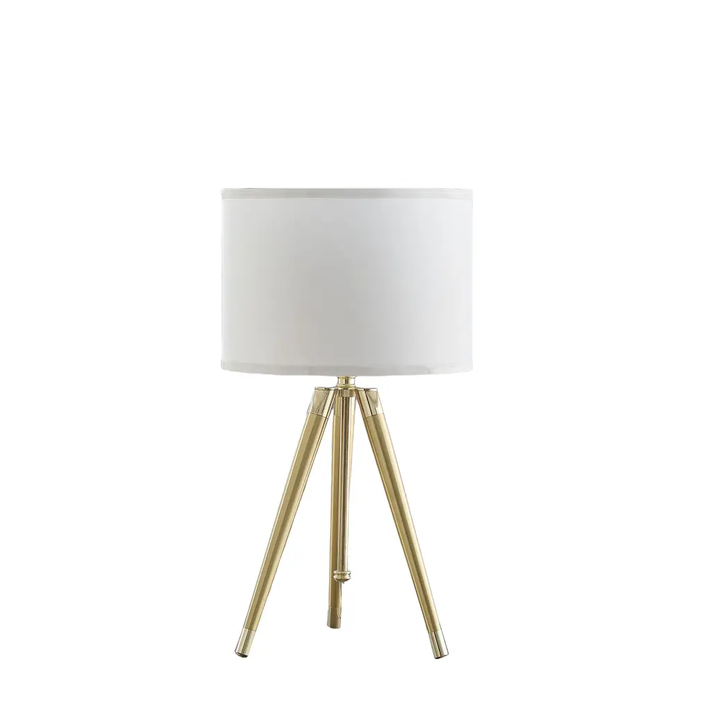35.5 Inch Adjustable Height Brass Shiny Gold Modern Tripod Table Lamp california home
