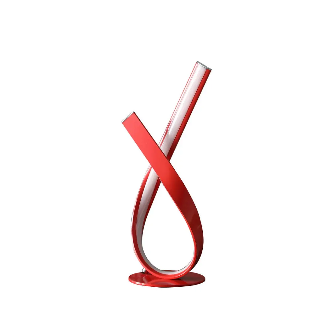 17 Inch Abstract Upright Ribbon Bow LED Table Lamp Red Metal california home