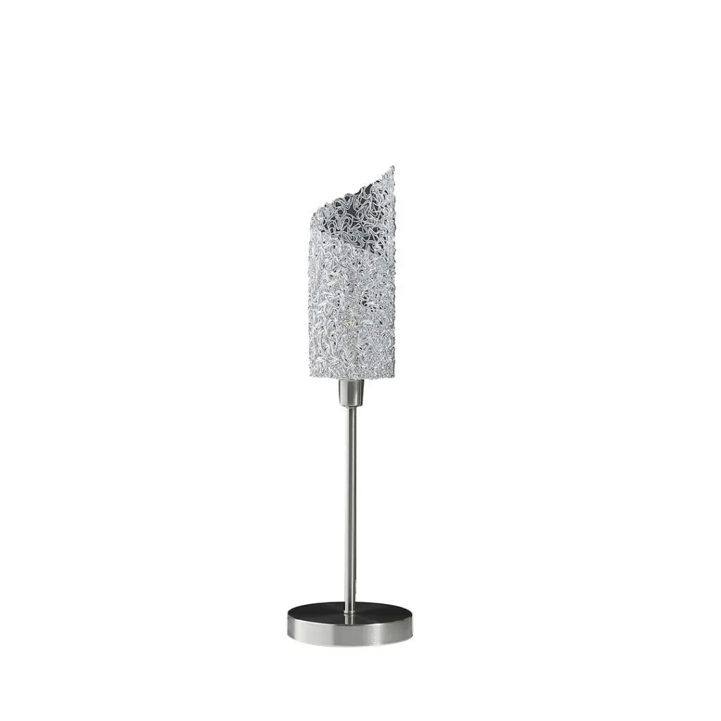 22 Inch Aldo Upright Concave Aluminum Brush Silver Table Lamp california home