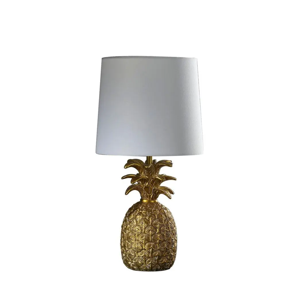17 Inch Golden Brass Tropical Heahea Pineapple Table Lamp california home