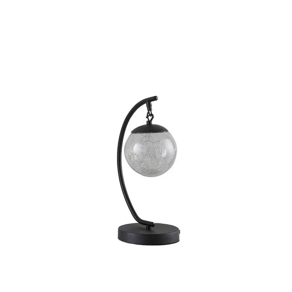 14 Inch Multi Colored LED Glass Orb Table Lamp Black Metal Base california home