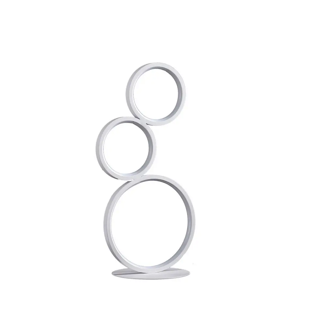 17 Inch 3 Ring Influenced Odu White LED Minimalist Metal Table Lamp california home