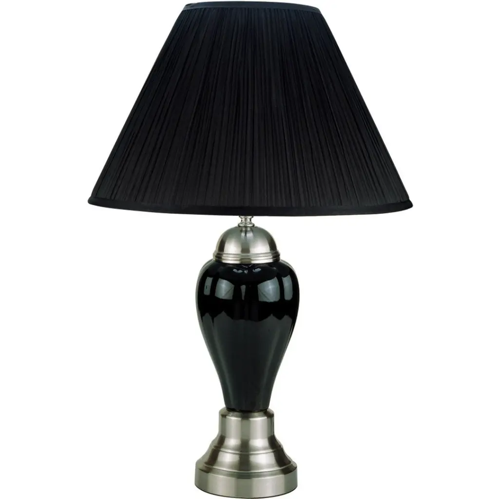 27 Inch Tall Ceramic Table Lamp Urn Influenced Silver Black Finish Modern Decor california home