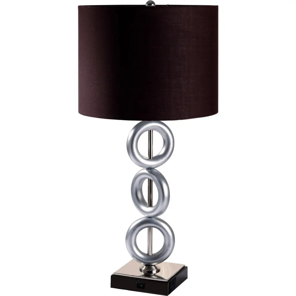 29 Inch Tall Metal Table Lamp Silver Finish and Ring Style Design california home
