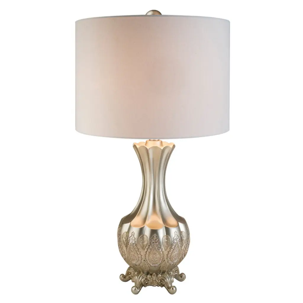 30 Inch Tall Polyresin Table Lamp Silver Finish Royal Design White california home