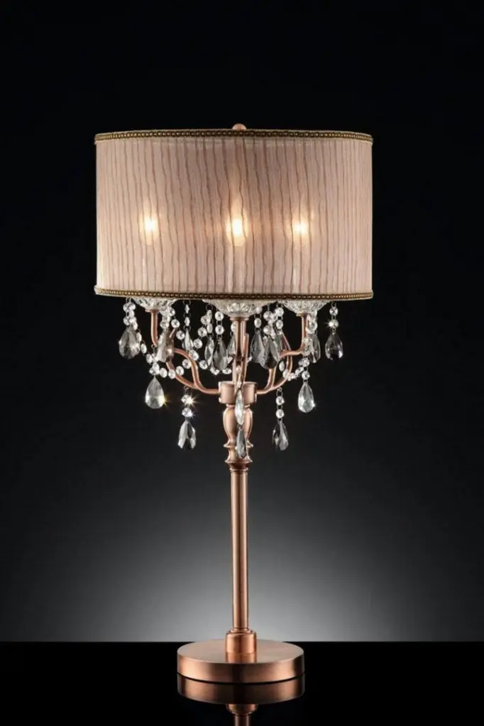 35 Inch Tall Table Lamp Rosie Silvery Pink Finish and Crystal Accents california home