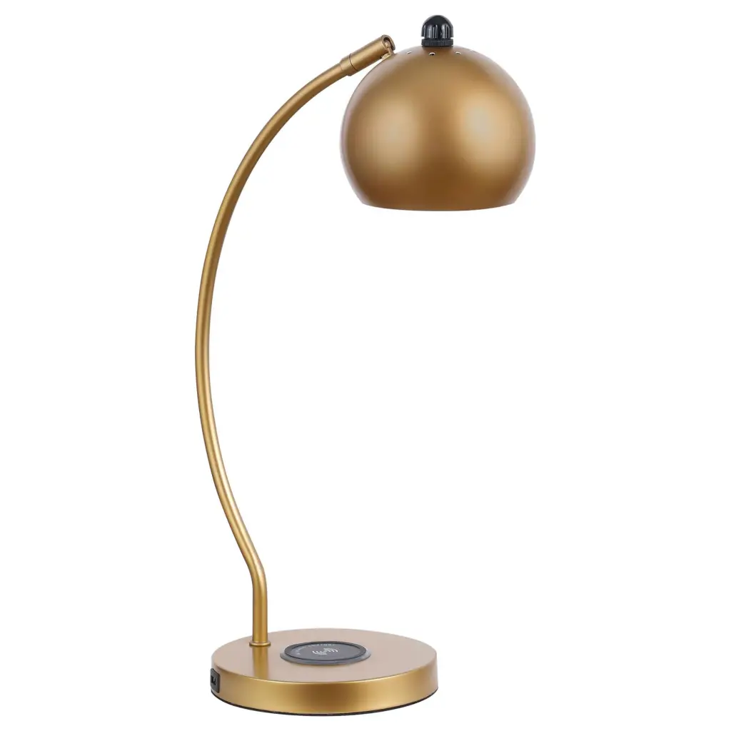Gold Dome Shade Table Lamp Curved Neck Gold Table and Floor Lamps Contemporary Design furniture max