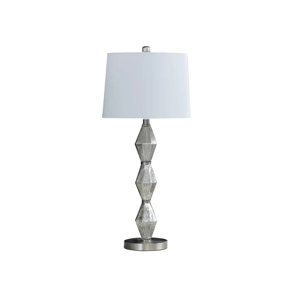 Ruth 30 Inch Accent Table Lamp Glass Diamond Pedestal Base White royal hampton