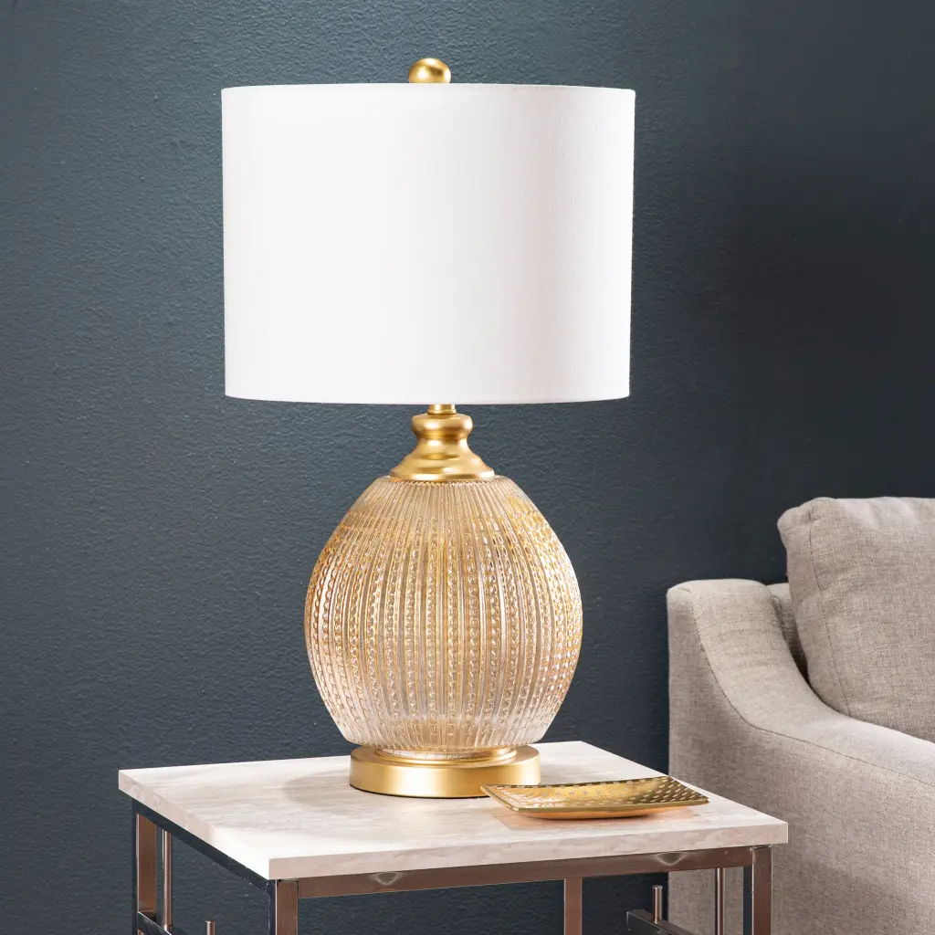 Villanda Table Lamp Gold Glass Living Room Bedroom sei