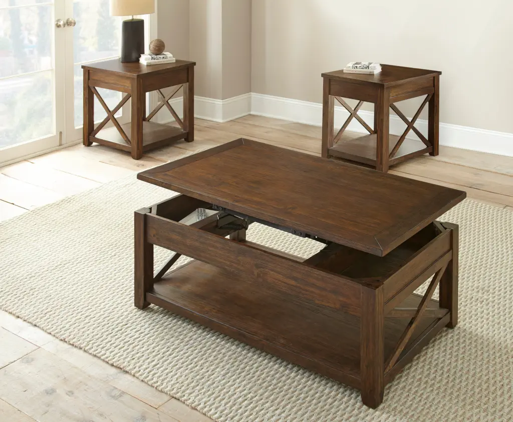 Lenka 3 Piece Table Set Brown Wood Dining Room Furniture steve silver furniture