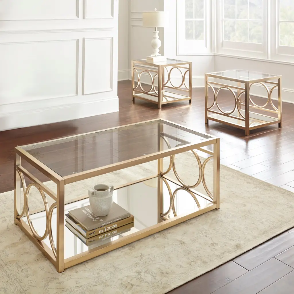 Olympia 3 Piece Table Set Gold Iron Dining Furniture steve silver furniture