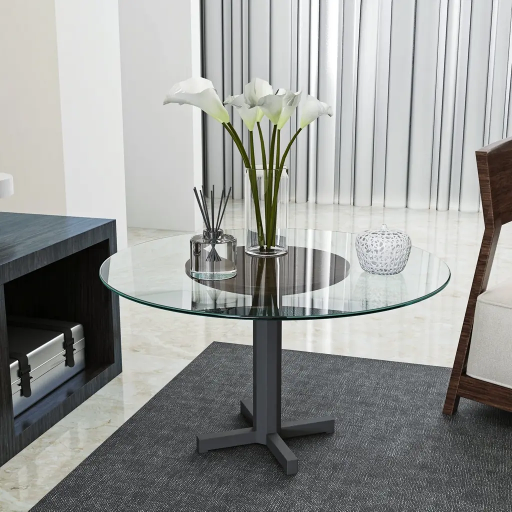 24 Inch Round Tempered Glass Table Top Clear Glass 1/4 Inch Thick Dining or Living Room sya furniture
