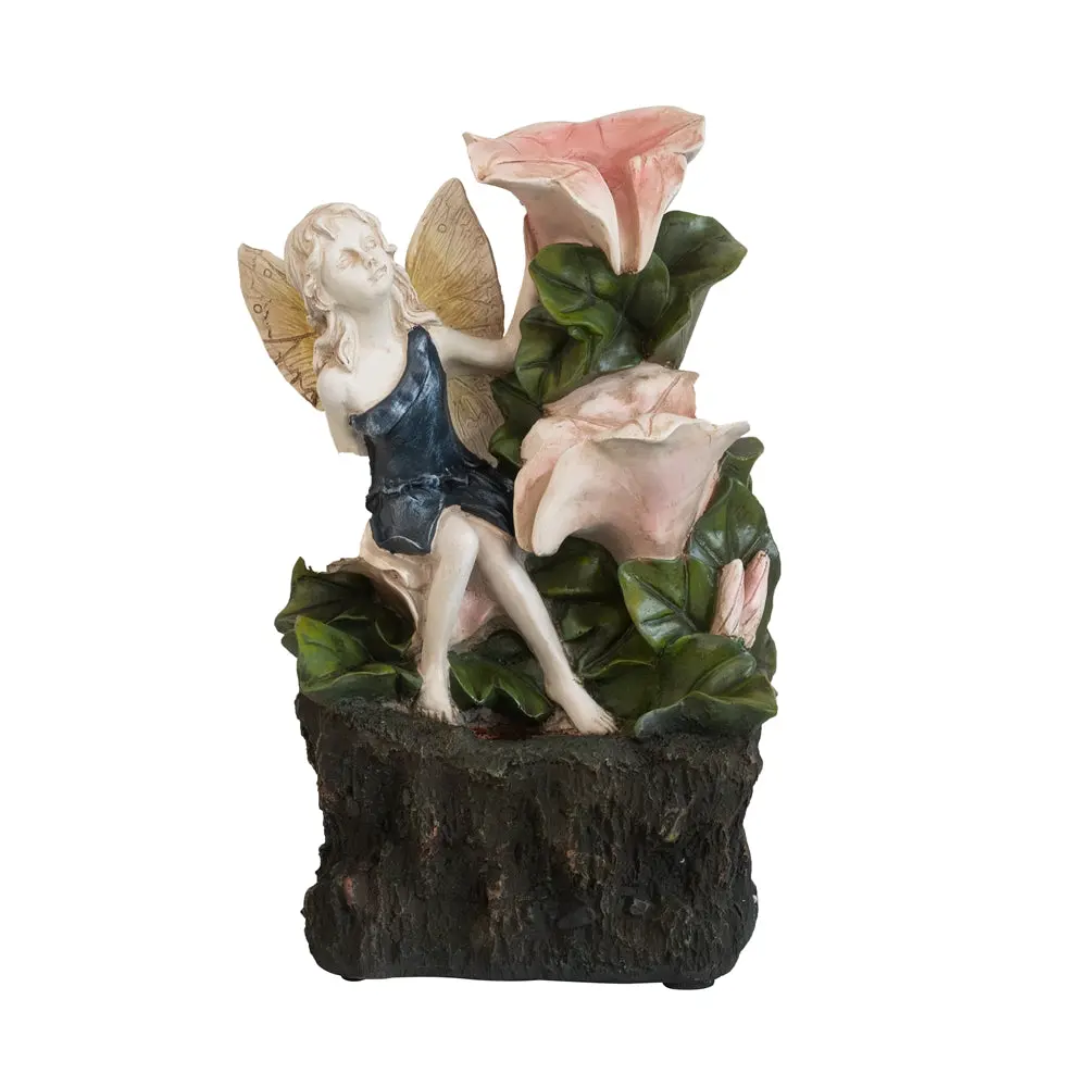 Decorative 3 Tier Tabletop Water Fountain Fairy And LED Lights Indoor Outdoor Decor w2078