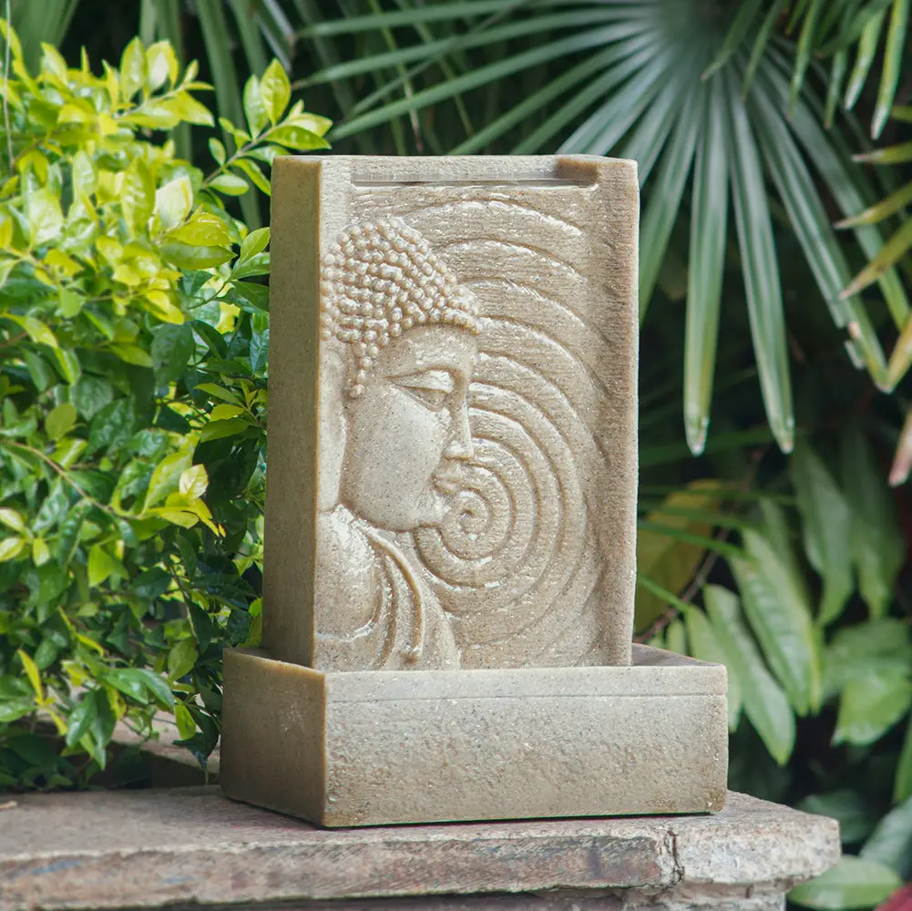 Indoor Buddha Water Fountain Polyresin Tabletop Fountain LED w2078